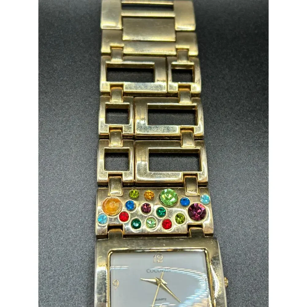 Suzanne Somers Gold Tone Crystal Bracelet Watch Multi-Color Rhinestone Dial - Picture 8 of 13
